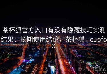茶杯狐官方入口有没有隐藏技巧实测结果：长期使用结论，茶杯狐 - cupfox