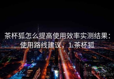 茶杯狐怎么提高使用效率实测结果：使用路线建议，1.茶杯狐
