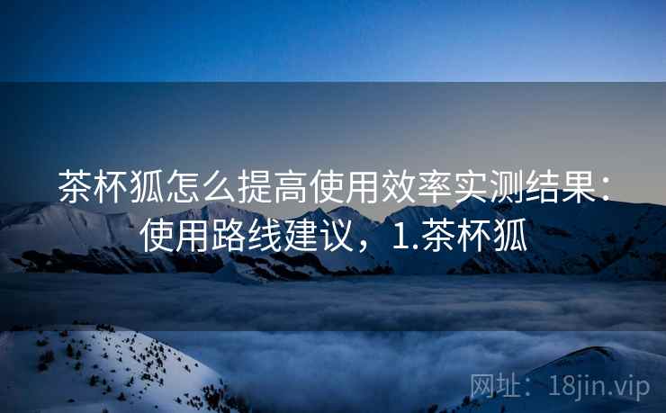茶杯狐怎么提高使用效率实测结果：使用路线建议，1.茶杯狐